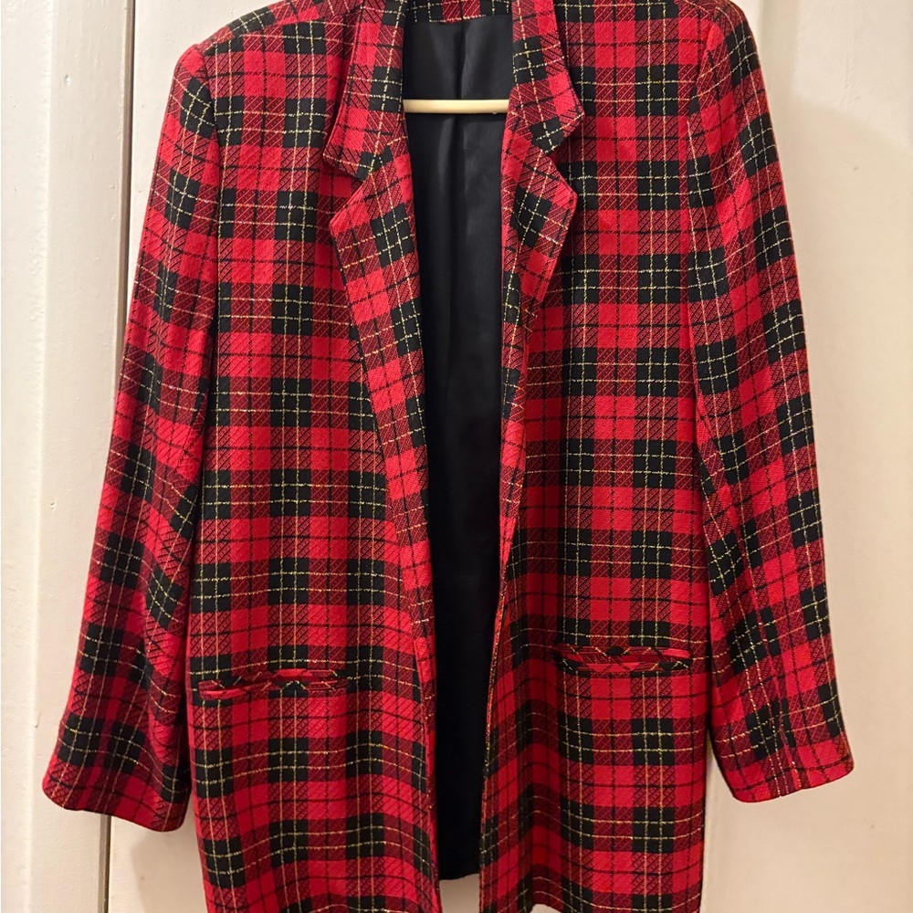 Plaid Red and Black Women's Jacket
